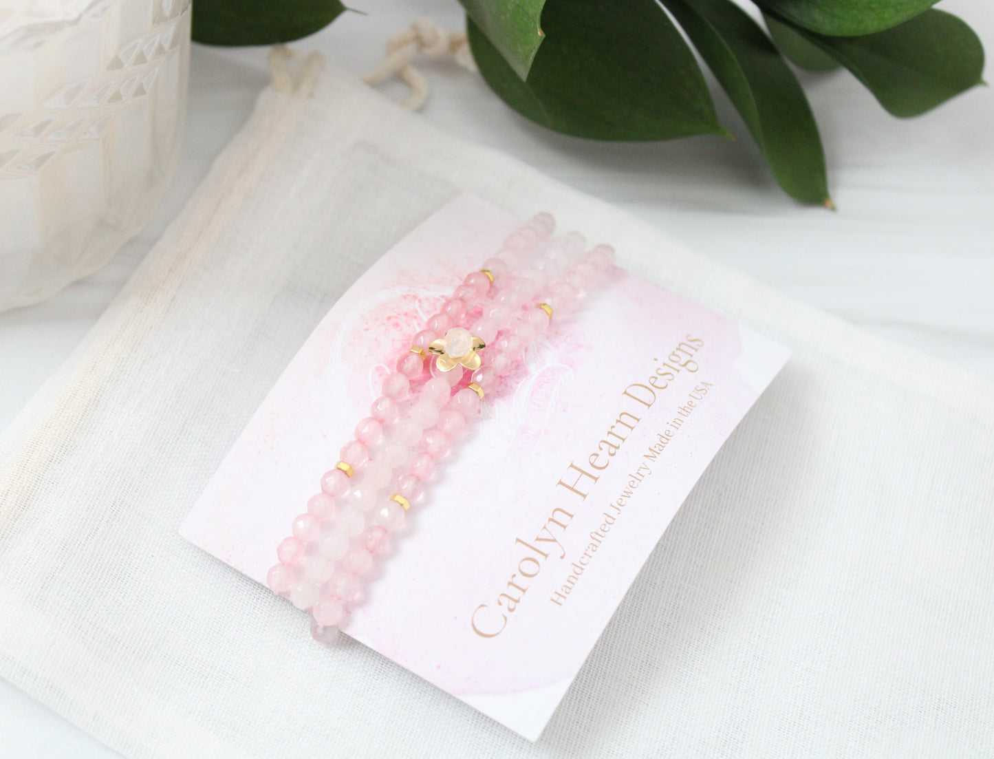 Love Rose Quartz Bracelet Stack