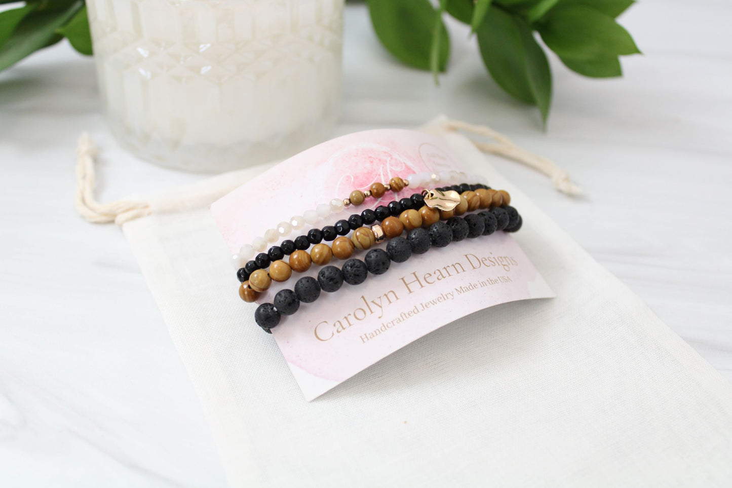 Essential Oil Grounded Bracelet Stack