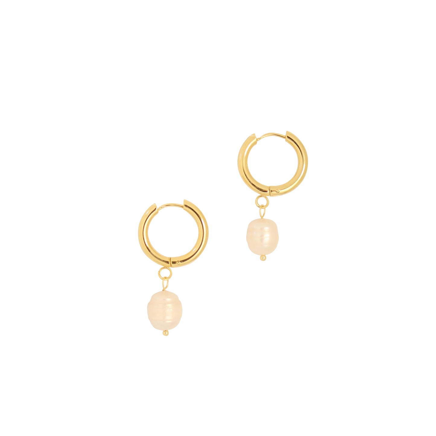 Luster Pearl Huggie Hoop Earrings