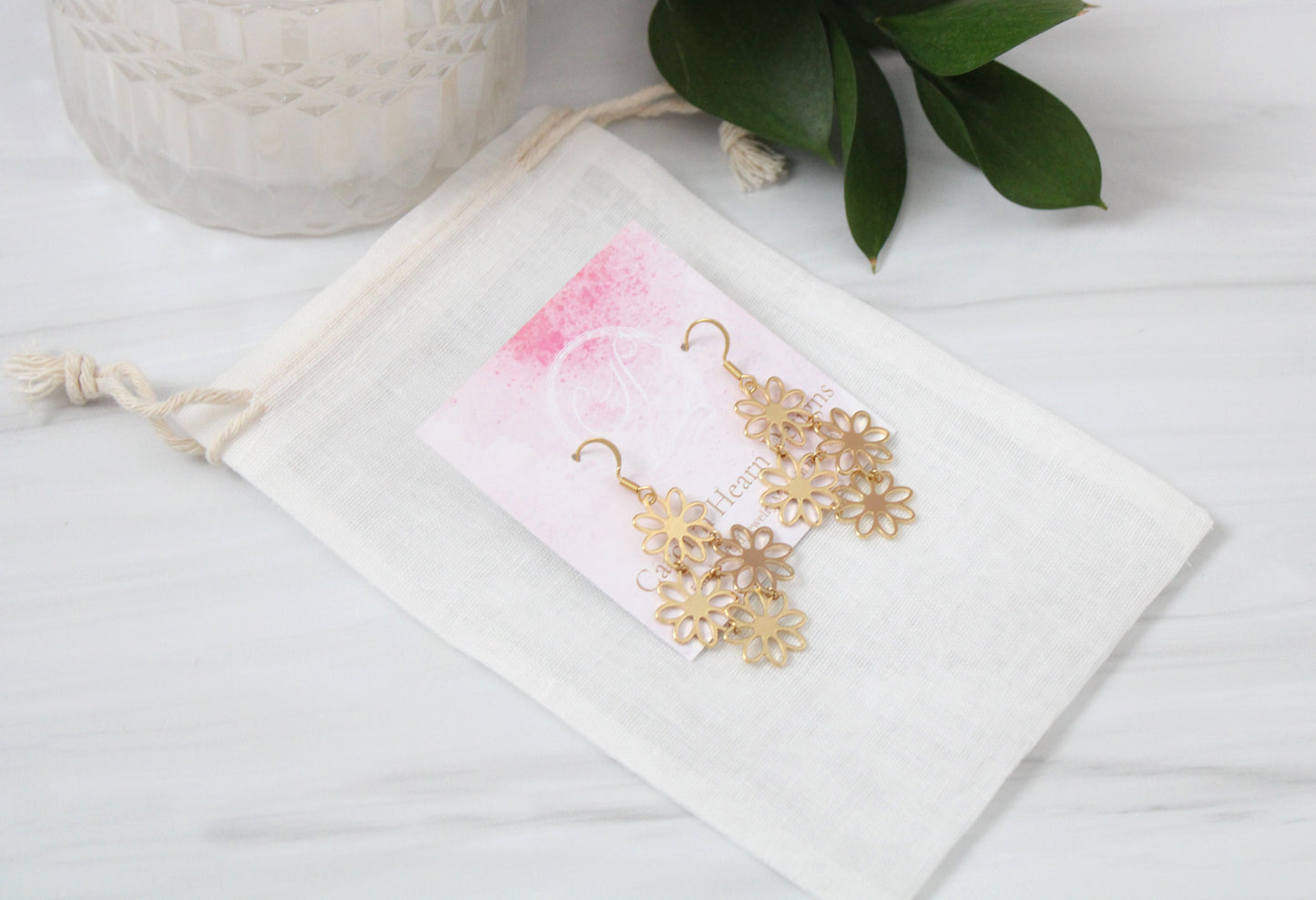 Connected Flower Chandelier Earrings