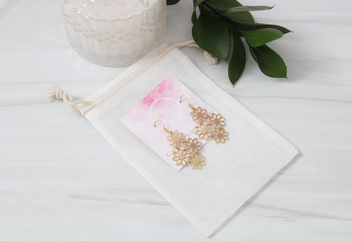 Connected Flower Chandelier Earrings