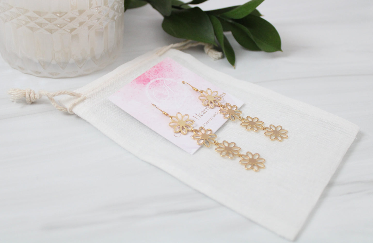 Bloom Flower Dangle Earrings