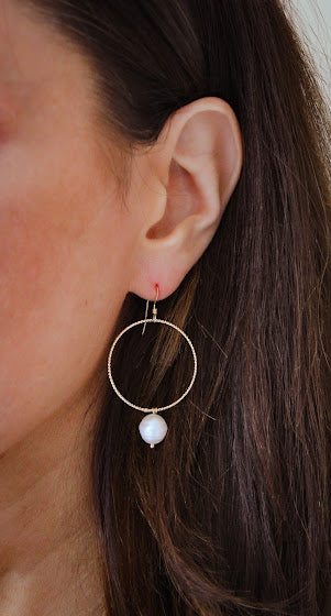 Radiant Pearl Hoop Earrings